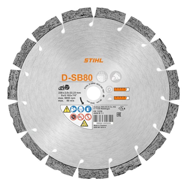 DISCO DE DIAMANTE STIHL D-SB80 230 MM PARA ALTAS PRESTACIONES