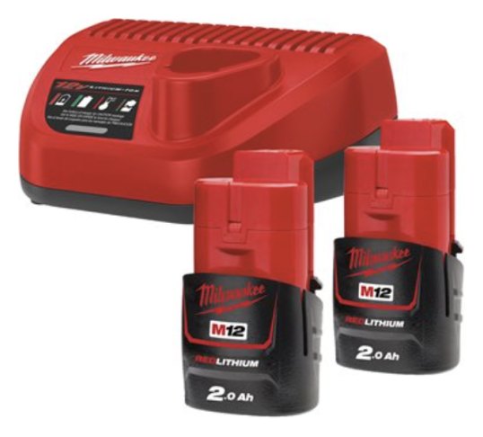 KIT 2 BATERÍAS 2 AH Y CARGADOR MILWAUKEE M12