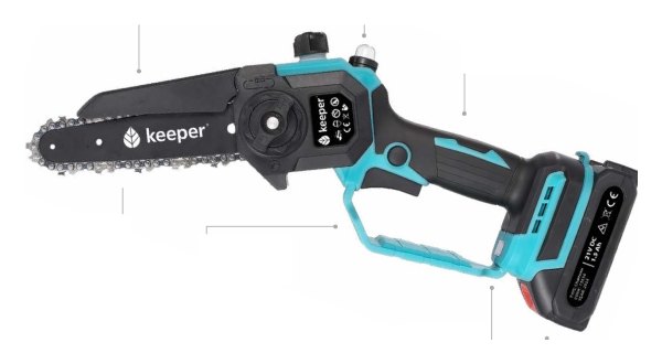 MOTOSIERRA DE PODA KEEPER KP6 A BATERÍA CON BATERÍA Y CARGADOR